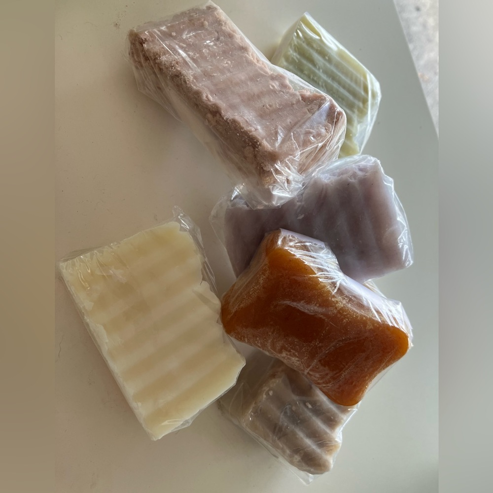 6 Handmade soap Shea, Turmeric, Nag Champa, Lavender, T Tree, Dragon’s Blood